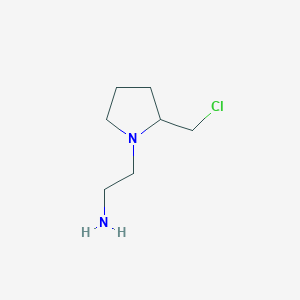 molecular formula C7H15ClN2 B3359461 1-Pyrrolidineethanamine, 2-(chloromethyl)- CAS No. 857637-35-5