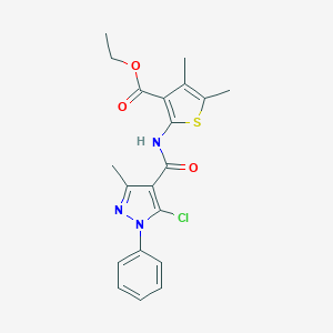 molecular formula C20H20ClN3O3S B335958 ethyl 2-{[(5-chloro-3-methyl-1-phenyl-1H-pyrazol-4-yl)carbonyl]amino}-4,5-dimethyl-3-thiophenecarboxylate 