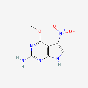 molecular formula C7H7N5O3 B3359589 4-methoxy-5-nitro-7H-pyrrolo[2,3-d]pyrimidin-2-amine CAS No. 866331-12-6