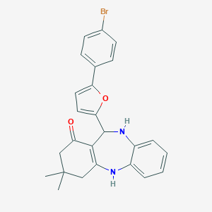 molecular formula C25H23BrN2O2 B335972 11-[5-(4-bromophenyl)-2-furyl]-3,3-dimethyl-2,3,4,5,10,11-hexahydro-1H-dibenzo[b,e][1,4]diazepin-1-one 