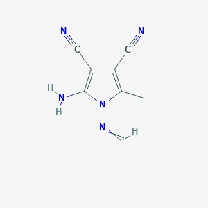 molecular formula C9H9N5 B3359809 1H-Pyrrole-3,4-dicarbonitrile, 2-amino-1-(ethylideneamino)-5-methyl- CAS No. 87688-95-7