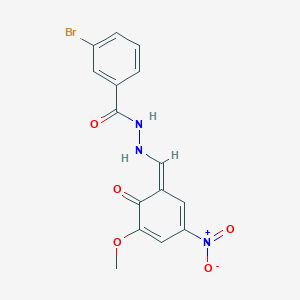 3-bromo-N'-[(Z)-(5-methoxy-3-nitro-6-oxocyclohexa-2,4-dien-1-ylidene)methyl]benzohydrazide