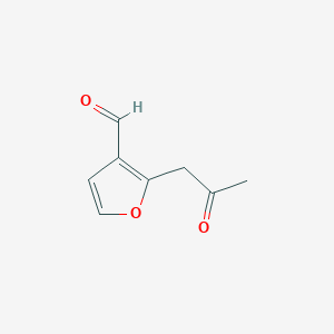 molecular formula C8H8O3 B3359854 2-(2-Oxopropyl)furan-3-carbaldehyde CAS No. 87773-67-9
