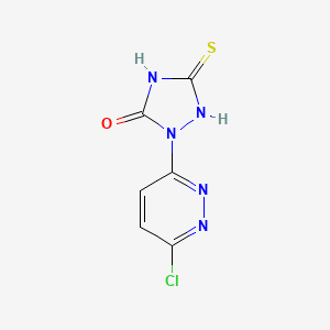 molecular formula C6H4ClN5OS B3359903 2-(6-Chloropyridazin-3-yl)-5-sulfanylidene-1,2,4-triazolidin-3-one CAS No. 87977-22-8