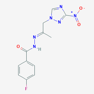 molecular formula C12H11FN6O3 B335991 4-fluoro-N'-(2-{3-nitro-1H-1,2,4-triazol-1-yl}-1-methylethylidene)benzohydrazide 