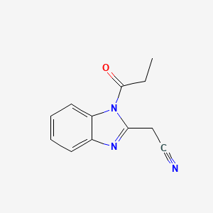 molecular formula C12H11N3O B3360157 1H-Benzimidazole-2-acetonitrile, 1-(1-oxopropyl)- CAS No. 88482-11-5