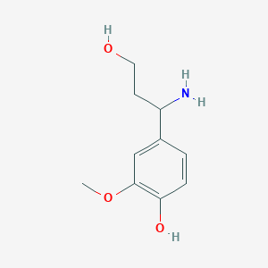 molecular formula C10H15NO3 B3360243 4-(1-Amino-3-hydroxypropyl)-2-methoxyphenol CAS No. 886366-29-6