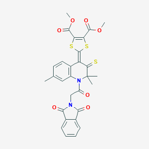 molecular formula C29H24N2O7S3 B336034 dimethyl 2-(1-[(1,3-dioxo-1,3-dihydro-2H-isoindol-2-yl)acetyl]-2,2,7-trimethyl-3-thioxo-2,3-dihydro-4(1H)-quinolinylidene)-1,3-dithiole-4,5-dicarboxylate 