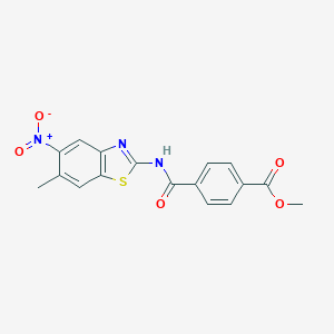 molecular formula C17H13N3O5S B336051 N-(6-Methyl-5-nitro-benzothiazol-2-yl)-terephthalamic acid methyl ester 