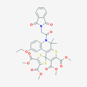 molecular formula C36H32N2O12S3 B336052 tetramethyl 6'-[(1,3-dioxo-1,3-dihydro-2H-isoindol-2-yl)acetyl]-9'-ethoxy-5',5'-dimethyl-5',6'-dihydrospiro[1,3-dithiole-2,1'-thiopyrano[2,3-c]quinoline]-2',3',4,5-tetracarboxylate 
