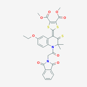 molecular formula C30H26N2O8S3 B336054 dimethyl 2-(1-[(1,3-dioxo-1,3-dihydro-2H-isoindol-2-yl)acetyl]-6-ethoxy-2,2-dimethyl-3-thioxo-2,3-dihydro-4(1H)-quinolinylidene)-1,3-dithiole-4,5-dicarboxylate 