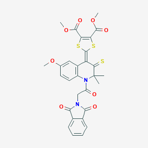 molecular formula C29H24N2O8S3 B336056 dimethyl 2-(1-[(1,3-dioxo-1,3-dihydro-2H-isoindol-2-yl)acetyl]-6-methoxy-2,2-dimethyl-3-thioxo-2,3-dihydro-4(1H)-quinolinylidene)-1,3-dithiole-4,5-dicarboxylate 
