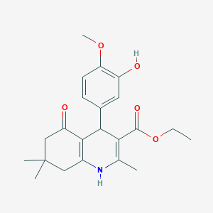 Ethyl 4-(3-hydroxy-4-methoxyphenyl)-2,7,7-trimethyl-5-oxo-1,4,5,6,7,8-hexahydro-3-quinolinecarboxylate