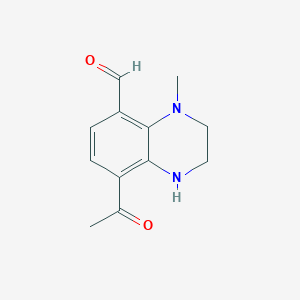 molecular formula C12H14N2O2 B3360595 8-Acetyl-4-methyl-1,2,3,4-tetrahydroquinoxaline-5-carbaldehyde CAS No. 89334-26-9