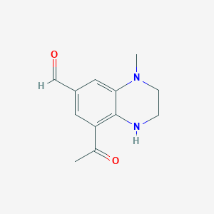 molecular formula C12H14N2O2 B3360606 8-Acetyl-4-methyl-1,2,3,4-tetrahydroquinoxaline-6-carbaldehyde CAS No. 89334-35-0