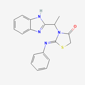molecular formula C18H16N4OS B3360614 4-Thiazolidinone, 3-[1-(1H-benzimidazol-2-yl)ethyl]-2-(phenylimino)- CAS No. 89334-87-2