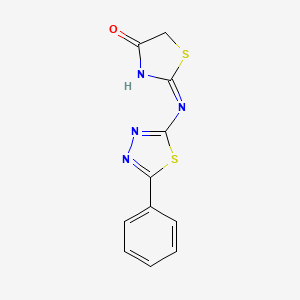 molecular formula C11H8N4OS2 B3360618 2-[(5-Phenyl-1,3,4-thiadiazol-2-yl)amino]-1,3-thiazol-4(5H)-one CAS No. 89335-17-1