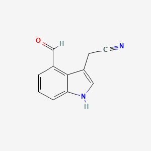 molecular formula C11H8N2O B3360633 1H-Indole-3-acetonitrile, 4-formyl- CAS No. 89368-50-3