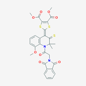 molecular formula C29H24N2O8S3 B336065 dimethyl 2-(1-[(1,3-dioxo-1,3-dihydro-2H-isoindol-2-yl)acetyl]-8-methoxy-2,2-dimethyl-3-thioxo-2,3-dihydro-4(1H)-quinolinylidene)-1,3-dithiole-4,5-dicarboxylate 