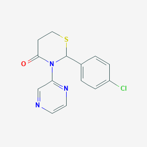 4H-1,3-Thiazin-4-one, 2-(4-chlorophenyl)tetrahydro-3-pyrazinyl-