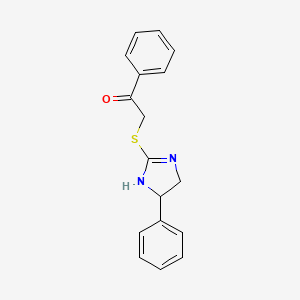 molecular formula C17H16N2OS B3360664 1-Phenyl-2-((4-phenyl-4,5-dihydro-1H-imidazol-2-yl)thio)ethanone CAS No. 89446-87-7