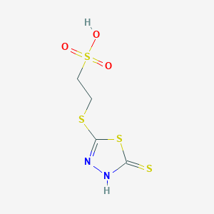 molecular formula C4H6N2O3S4 B3360744 Ethanesulfonic acid, 2-[(4,5-dihydro-5-thioxo-1,3,4-thiadiazol-2-yl)thio]- CAS No. 89723-74-0