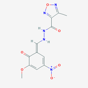 molecular formula C12H11N5O6 B336079 N'-[(E)-(5-methoxy-3-nitro-6-oxocyclohexa-2,4-dien-1-ylidene)methyl]-4-methyl-1,2,5-oxadiazole-3-carbohydrazide 