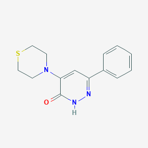 molecular formula C14H15N3OS B3360816 3(2H)-Pyridazinone, 6-phenyl-4-(4-thiomorpholinyl)- CAS No. 89868-10-0