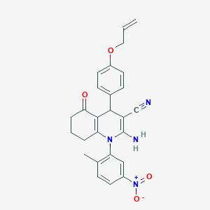 molecular formula C26H24N4O4 B336085 4-[4-(Allyloxy)phenyl]-2-amino-1-(2-methyl-5-nitrophenyl)-5-oxo-1,4,5,6,7,8-hexahydro-3-quinolinecarbonitrile 