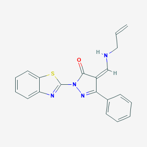 molecular formula C20H16N4OS B336093 (4Z)-2-(1,3-benzothiazol-2-yl)-5-phenyl-4-[(prop-2-enylamino)methylidene]pyrazol-3-one 