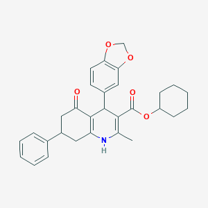 molecular formula C30H31NO5 B336095 Cyclohexyl 4-(1,3-benzodioxol-5-yl)-2-methyl-5-oxo-7-phenyl-1,4,5,6,7,8-hexahydro-3-quinolinecarboxylate 