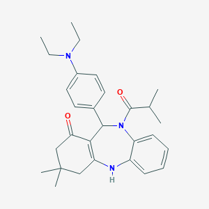 molecular formula C29H37N3O2 B336096 11-[4-(diethylamino)phenyl]-10-isobutyryl-3,3-dimethyl-2,3,4,5,10,11-hexahydro-1H-dibenzo[b,e][1,4]diazepin-1-one 