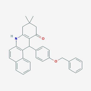 molecular formula C32H29NO2 B336103 12-[4-(benzyloxy)phenyl]-9,9-dimethyl-8,9,10,12-tetrahydrobenzo[a]acridin-11(7H)-one 