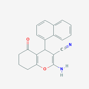 molecular formula C20H16N2O2 B336107 2-amino-4-(naphthalen-1-yl)-5-oxo-5,6,7,8-tetrahydro-4H-chromene-3-carbonitrile 