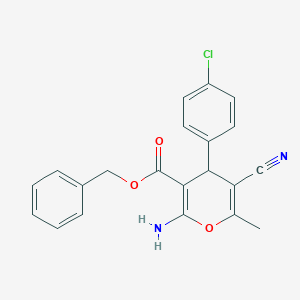 molecular formula C21H17ClN2O3 B336110 benzyl 2-amino-4-(4-chlorophenyl)-5-cyano-6-methyl-4H-pyran-3-carboxylate 