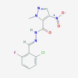 molecular formula C12H9ClFN5O3 B336112 N'-(2-chloro-6-fluorobenzylidene)-4-nitro-1-methyl-1H-pyrazole-5-carbohydrazide 