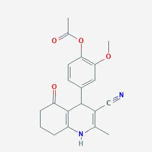molecular formula C20H20N2O4 B336117 4-(3-Cyano-2-methyl-5-oxo-1,4,5,6,7,8-hexahydro-4-quinolinyl)-2-methoxyphenyl acetate 