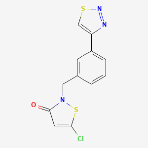 molecular formula C12H8ClN3OS2 B3361222 5-Chloro-2-{[3-(1,2,3-thiadiazol-4-yl)phenyl]methyl}-1,2-thiazol-3(2H)-one CAS No. 918107-82-1