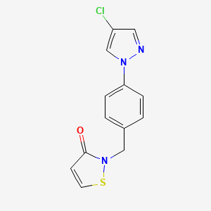 molecular formula C13H10ClN3OS B3361229 2-{[4-(4-Chloro-1H-pyrazol-1-yl)phenyl]methyl}-1,2-thiazol-3(2H)-one CAS No. 918108-07-3