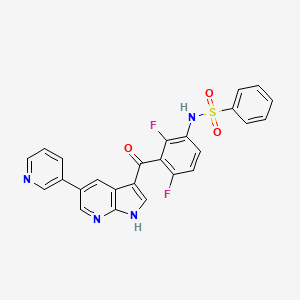 molecular formula C25H16F2N4O3S B3361275 N-[2,4-Difluoro-3-[[5-(3-pyridinyl)-1H-pyrrolo[2,3-b]pyridin-3-yl]carbonyl]phenyl]benzenesulfonamide CAS No. 918504-61-7