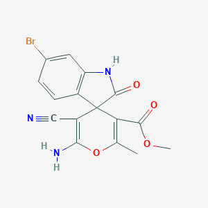 molecular formula C16H12BrN3O4 B336129 Methyl 6'-amino-6-bromo-5'-cyano-2'-methyl-2-oxo-1,2-dihydrospiro[indole-3,4'-pyran]-3'-carboxylate 