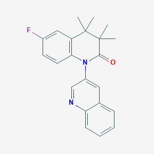 molecular formula C22H21FN2O B3361304 6-Fluoro-3,3,4,4-tetramethyl-3,4-dihydro-2H-[1,3'-biquinolin]-2-one CAS No. 918646-03-4