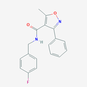 molecular formula C18H15FN2O2 B336134 N-(4-fluorobenzyl)-5-methyl-3-phenyl-4-isoxazolecarboxamide 