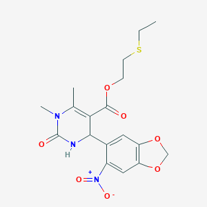 molecular formula C18H21N3O7S B336136 2-(Ethylsulfanyl)ethyl 1,6-dimethyl-4-(6-nitro-1,3-benzodioxol-5-yl)-2-oxo-1,2,3,4-tetrahydropyrimidine-5-carboxylate 