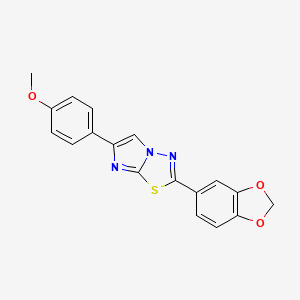 molecular formula C18H13N3O3S B3361379 Imidazo(2,1-b)-1,3,4-thiadiazole, 2-(1,3-benzodioxol-5-yl)-6-(4-methoxyphenyl)- CAS No. 91918-66-0