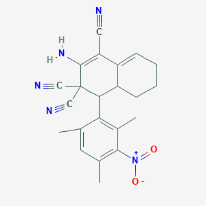 molecular formula C22H21N5O2 B336141 2-amino-4-(2,4,6-trimethyl-3-nitrophenyl)-4a,5,6,7-tetrahydronaphthalene-1,3,3(4H)-tricarbonitrile 