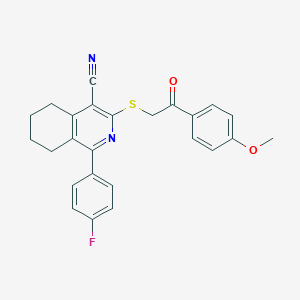 molecular formula C25H21FN2O2S B336143 1-(4-Fluorophenyl)-3-{[2-(4-methoxyphenyl)-2-oxoethyl]sulfanyl}-5,6,7,8-tetrahydro-4-isoquinolinecarbonitrile 