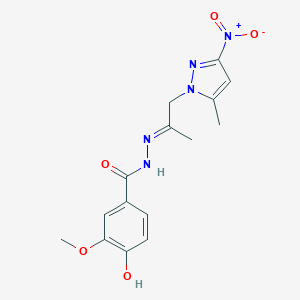 molecular formula C15H17N5O5 B336144 4-hydroxy-N'-(2-{3-nitro-5-methyl-1H-pyrazol-1-yl}-1-methylethylidene)-3-methoxybenzohydrazide 