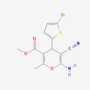 molecular formula C13H11BrN2O3S B336145 methyl 6-amino-4-(5-bromothiophen-2-yl)-5-cyano-2-methyl-4H-pyran-3-carboxylate 