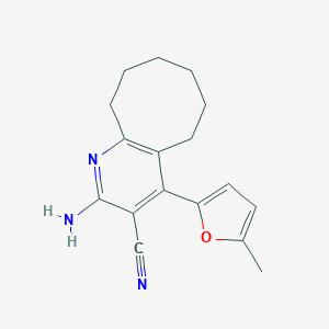 molecular formula C17H19N3O B336149 2-Amino-4-(5-methyl-2-furyl)-5,6,7,8,9,10-hexahydrocycloocta[b]pyridine-3-carbonitrile 